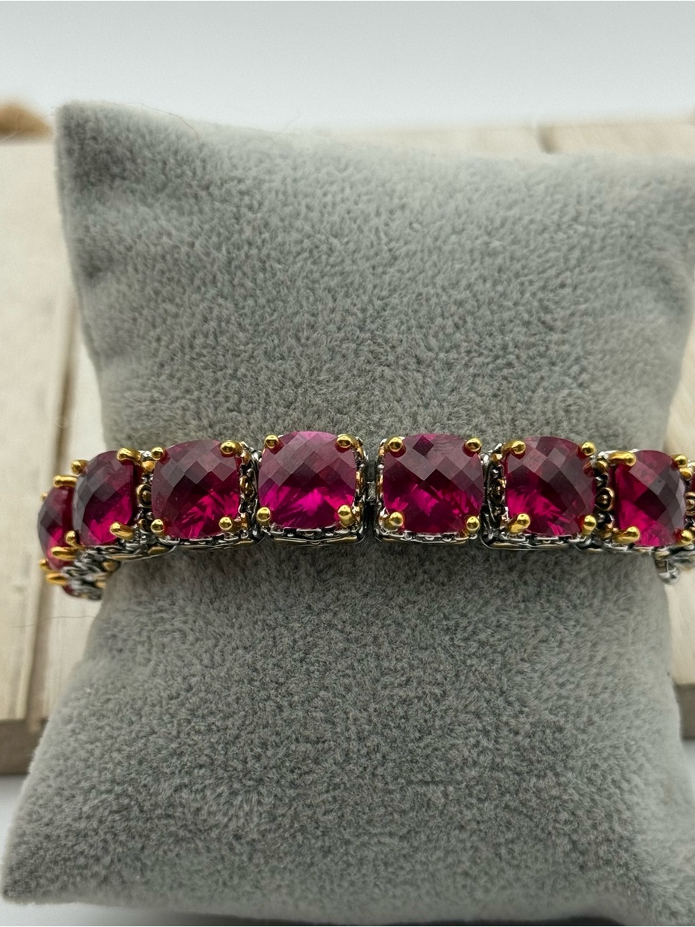 Park Lane Signature ruby CZ Line Tennis Link Bracelet - Picture 4 of 11